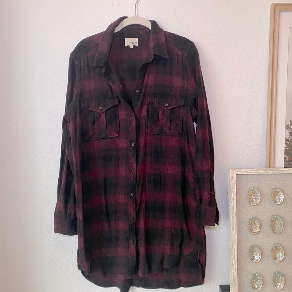 Aritzia Wilfred Free Veronica Plaid Flannel Dress, Size M